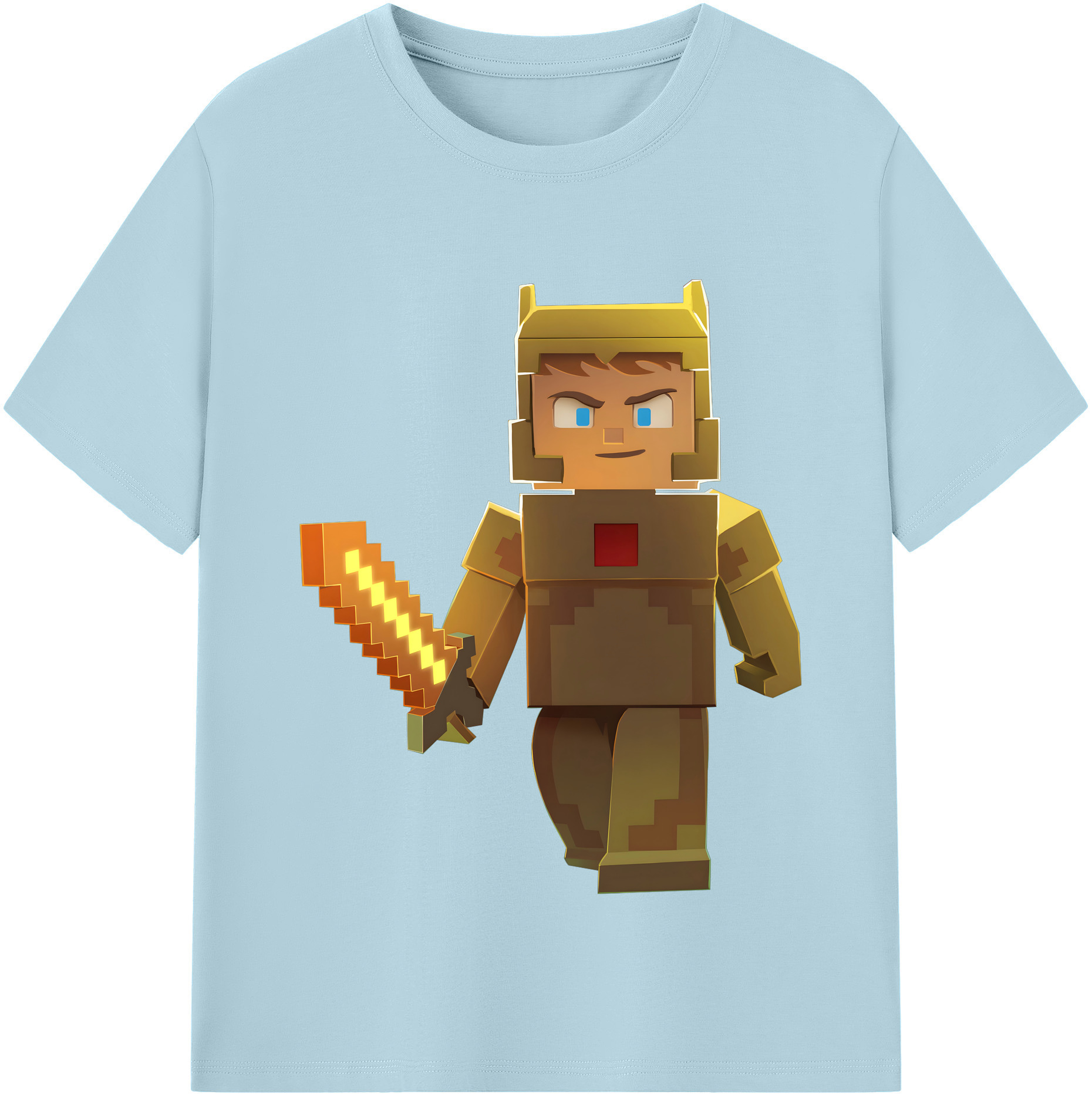 （画像用） マインクラフト ブロックの世界 Minecraft MC Block world 綿100％半袖Tシャツ（フロントプリント）